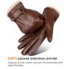 OZERO Mens Winter Gloves Nappa Leather Wool Touchscreen - Thermal Gifts for Dad (Medium, Brown) view 4