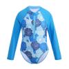 Yihuimin Kids Girls 1Ps Printed Swimsuit Front Zippered Leotard Color Contrast Bathing Suit for Surfing Blue Flower 14 Years view 1
