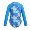 Yihuimin Kids Girls 1Ps Printed Swimsuit Front Zippered Leotard Color Contrast Bathing Suit for Surfing Blue Flower 14 Years view 2
