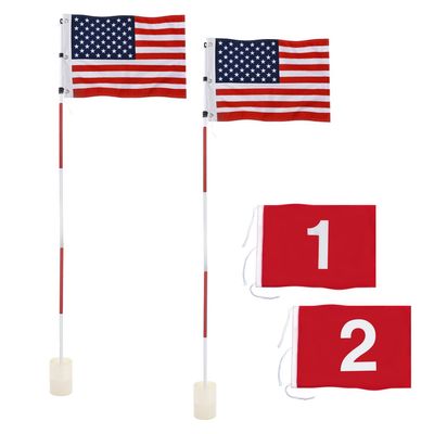 KINGTOP Golf Flagstick with USA Golf Flag, Putting Green Flags Hole Cup Set, 6 Feet in Height, Golf Pin Flags for Driving Range Backyard, 5-Section Design, Additional Putting Green Replacement, 2-Pack