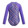 Yihuimin Kids Girls 1Ps Printed Swimsuit Front Zippered Leotard Color Contrast Bathing Suit for Surfing Purple 10 Years view 2