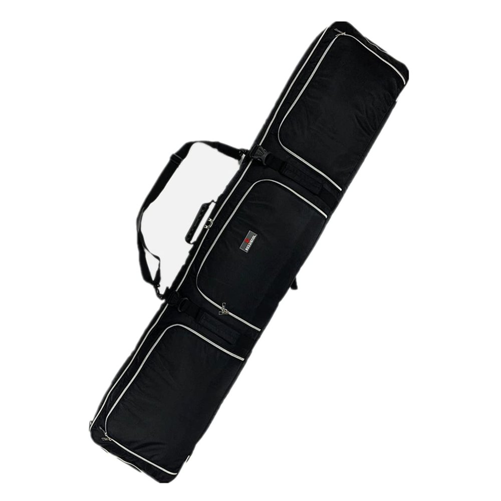 UNISTRENGH 2 in 1 Padded Snowboard Bag with Wheels Travel Bag for Skis Single Snowboard and Boots (Black with white edge (Without Wheels), 180cm)