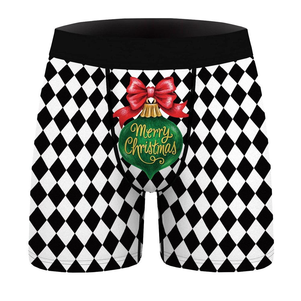 Ainuno Gag gifts for Christmas Funny Underwear Mens Holiday Boxer Briefs Hilarious gag Gifts Novelty Boxers Trunks Humorous Underwear Ugly Xmas Present Man Men Fun Fun Xmas Graphic Printed Breathable