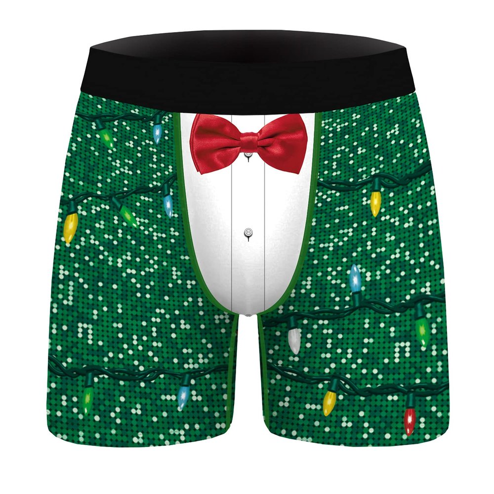 Ainuno Holiday Boxer Briefs for Men Funny Christmas underwear Novelty Gag Gifts Humorous Holiday Underwear Man Birthday Novelty Boxers Ugly Xmas Underwear Trunks Adults Pj Pants 20th 30th 40th