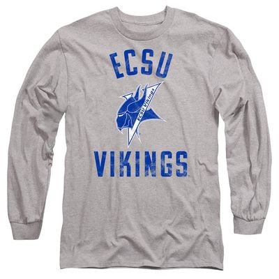 Elizabeth City State University Official Vikings Logo Unisex Adult Long-Sleeve T Shirt,Athletic Heather, X-Large