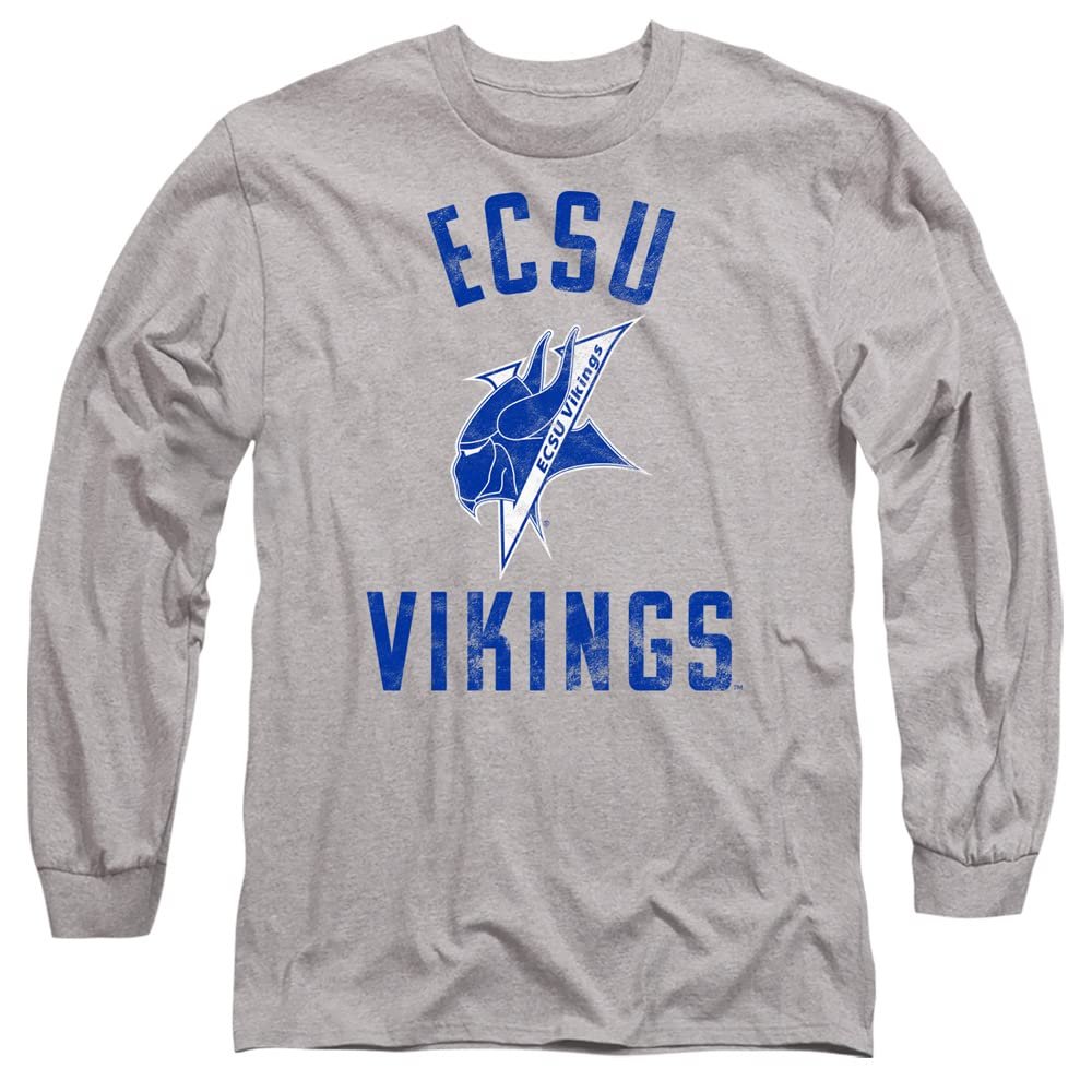 Elizabeth City State University Official Vikings Logo Unisex Adult Long-Sleeve T Shirt,Athletic Heather, X-Large