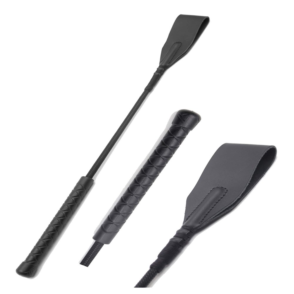 RIDIN Genuine Leather Riding Crop, Riding Crop Leather, Equestrian Whip, Crop for Horses, Black Riding Crop, Horseback Crop