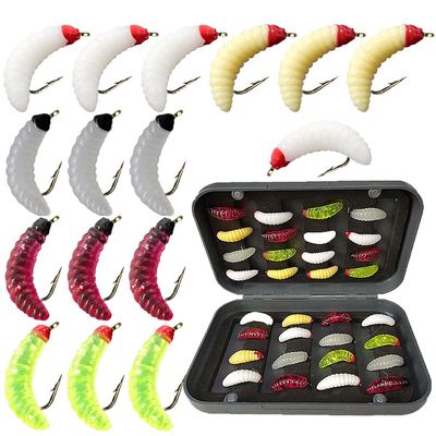 50Pcs Maggot Fly Fishing Wet,Trout Flies,Deadly Under Indicato