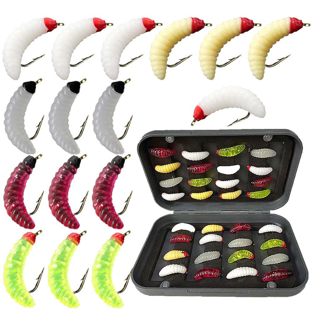 50Pcs Maggot Fly Fishing Wet,Trout Flies,Deadly Under Indicato