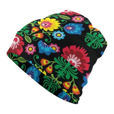BAIKUTOUAN Polish Folk Art Floral Pattern Soft Warm Skull Cap Lightweight Beanies Hat For Men Women Slouchy Cycling Work Sleep