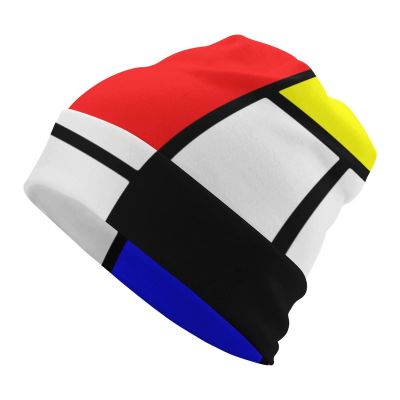 BAIKUTOUAN Mondrian Style Soft Warm Skull Cap Lightweight Beanies Hat For Men Women Slouchy Cycling Work Sleep