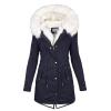 ZBYY Women's Winter Thicken Parka Jacket Warm Fleece Faux Fur Line Down Coats with Pockets Outerwear Coat for Women Navy view 1