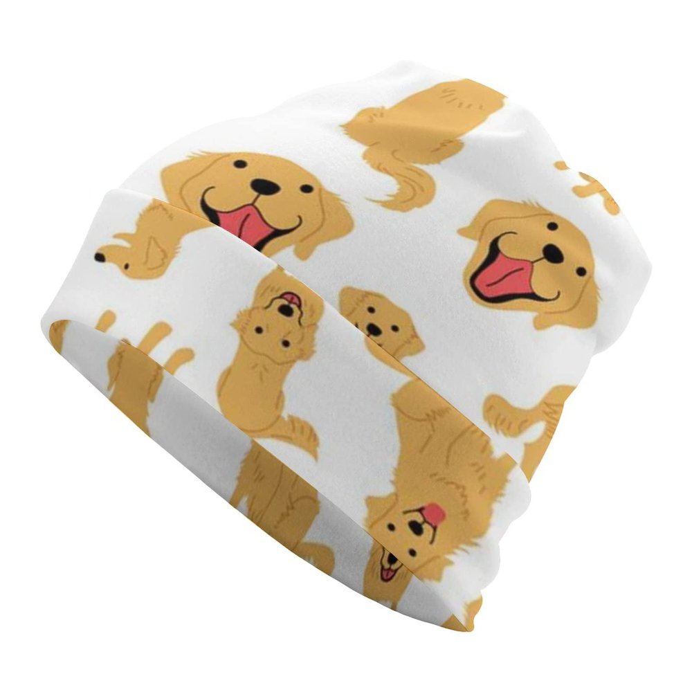 BAIKUTOUAN Golden Retriever Soft Warm Skull Cap Lightweight Beanies Hat For Men Women Slouchy Cycling Work Sleep