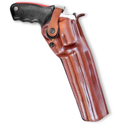 Premium Leather Three Slots Belt Holster with Retention Strap Fits Taurus Raging Bull 44 Mag/ 454 Casull 6.5" Barrel, Right Hand Draw, Brown Color #1447#