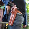 Premium Leather Three Slots Belt Holster with Retention Strap Fits Taurus Raging Bull 44 Mag/ 454 Casull 6.5" Barrel, Right Hand Draw, Brown Color #1447# view 2