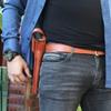 Premium Leather Three Slots Belt Holster with Retention Strap Fits Taurus Raging Bull 44 Mag/ 454 Casull 6.5" Barrel, Right Hand Draw, Brown Color #1447# view 3