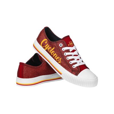 FOCO Iowa State Cyclones NCAA Womens Color Glitter Low Top Canvas Shoes - 7
