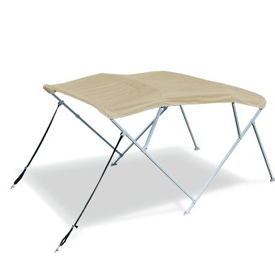 Savvycraft 4 Bow Bimini Top, 10 Feet Long Square Tube Bimini Top Set, Includes Marine Grade Canvas Cover, Storage Boot, Rear Poles with 1 Inch Aluminum Frame, Beige Color, 4 Bow 120"L 54"H 85"- 90"W