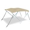 Savvycraft 4 Bow Bimini Top, 10 Feet Long Square Tube Bimini Top Set, Includes Marine Grade Canvas Cover, Storage Boot, Rear Poles with 1 Inch Aluminum Frame, Beige Color, 4 Bow 120"L 54"H 85"- 90"W view 1