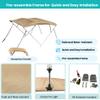 Savvycraft 4 Bow Bimini Top, 10 Feet Long Square Tube Bimini Top Set, Includes Marine Grade Canvas Cover, Storage Boot, Rear Poles with 1 Inch Aluminum Frame, Beige Color, 4 Bow 120"L 54"H 85"- 90"W view 3
