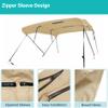 Savvycraft 4 Bow Bimini Top, 10 Feet Long Square Tube Bimini Top Set, Includes Marine Grade Canvas Cover, Storage Boot, Rear Poles with 1 Inch Aluminum Frame, Beige Color, 4 Bow 120"L 54"H 85"- 90"W view 4