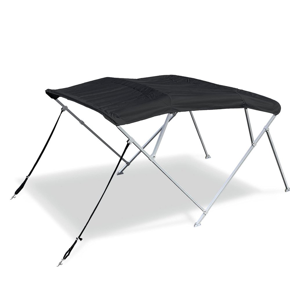 Savvycraft 4 Bow Bimini Top, 10 Feet Long Square Tube Bimini Top Set, Includes Marine Grade Canvas Cover, Storage Boot, Rear Poles with 1 Inch Aluminum Frame, Black Color, 4 Bow 120"L 54"H 85"- 90"W