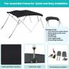 Savvycraft 4 Bow Bimini Top, 10 Feet Long Square Tube Bimini Top Set, Includes Marine Grade Canvas Cover, Storage Boot, Rear Poles with 1 Inch Aluminum Frame, Black Color, 4 Bow 120"L 54"H 85"- 90"W view 3