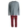 Hanes Men's X Temp Micro Fleece Thermal Set, Small, Charcoal with Red Plaid view 1