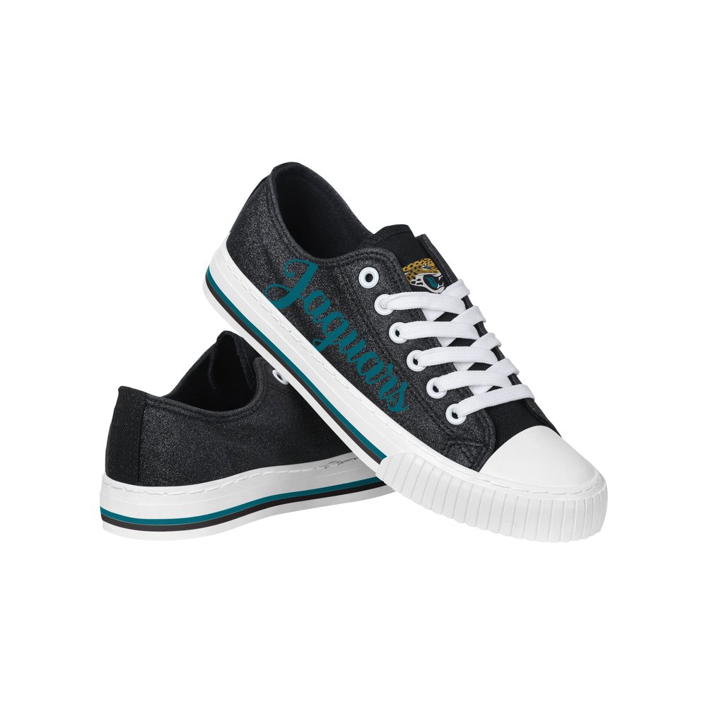 FOCO Jacksonville Jaguars NFL Womens Color Glitter Low Top Canvas Shoes - 7