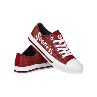 FOCO Oklahoma Sooners NCAA Womens Color Glitter Low Top Canvas Shoes - 10