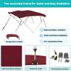 Savvycraft 4 Bow Bimini Top, 10 Feet Long Square Tube Bimini Top Set, Includes Marine Grade Canvas Cover, Storage Boot, Rear Poles with 1 Inch Aluminum Frame,Burgundy,4 Bow 120" L 54" H 73"- 78" W view 3
