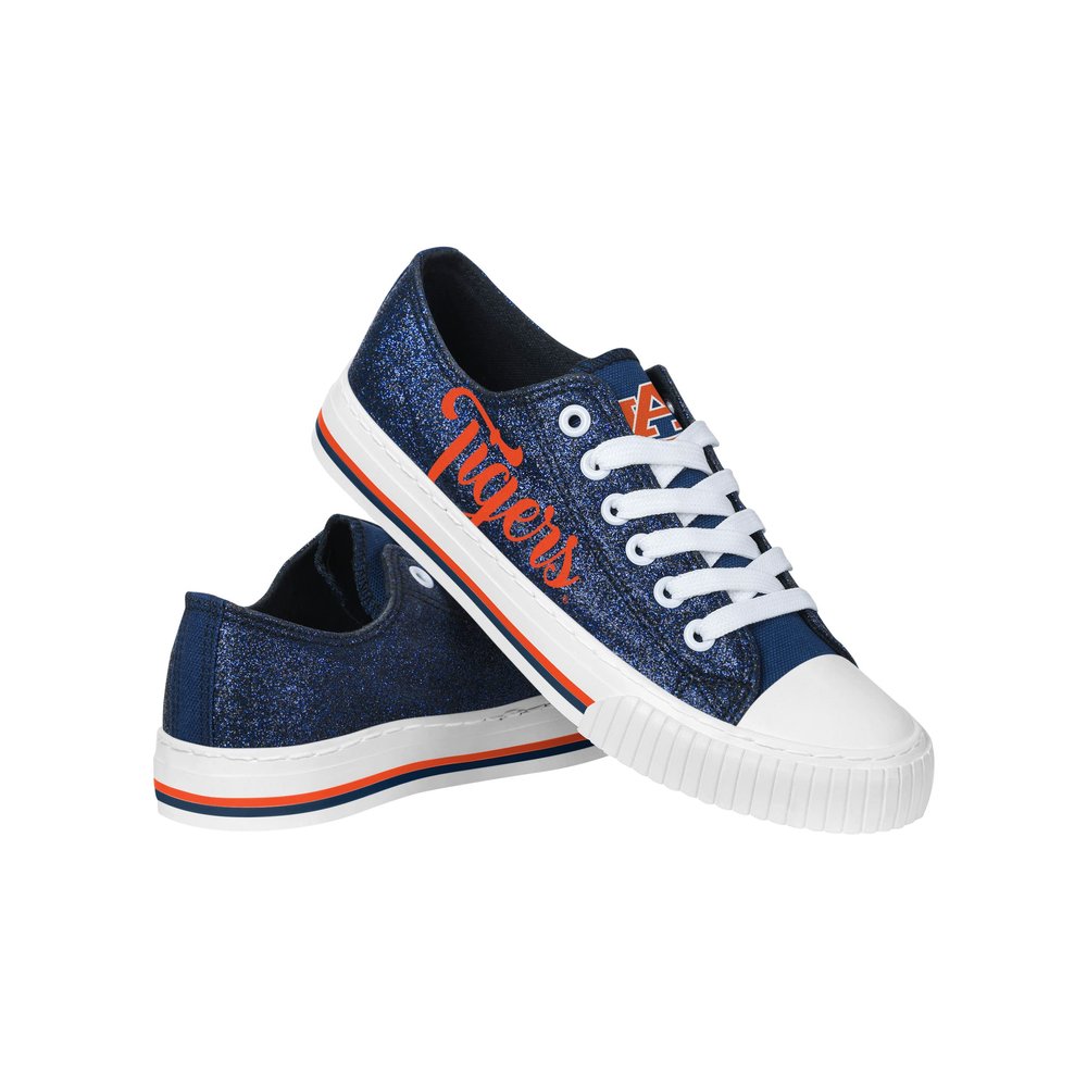 FOCO Auburn Tigers NCAA Womens Color Glitter Low Top Canvas Shoes - 6