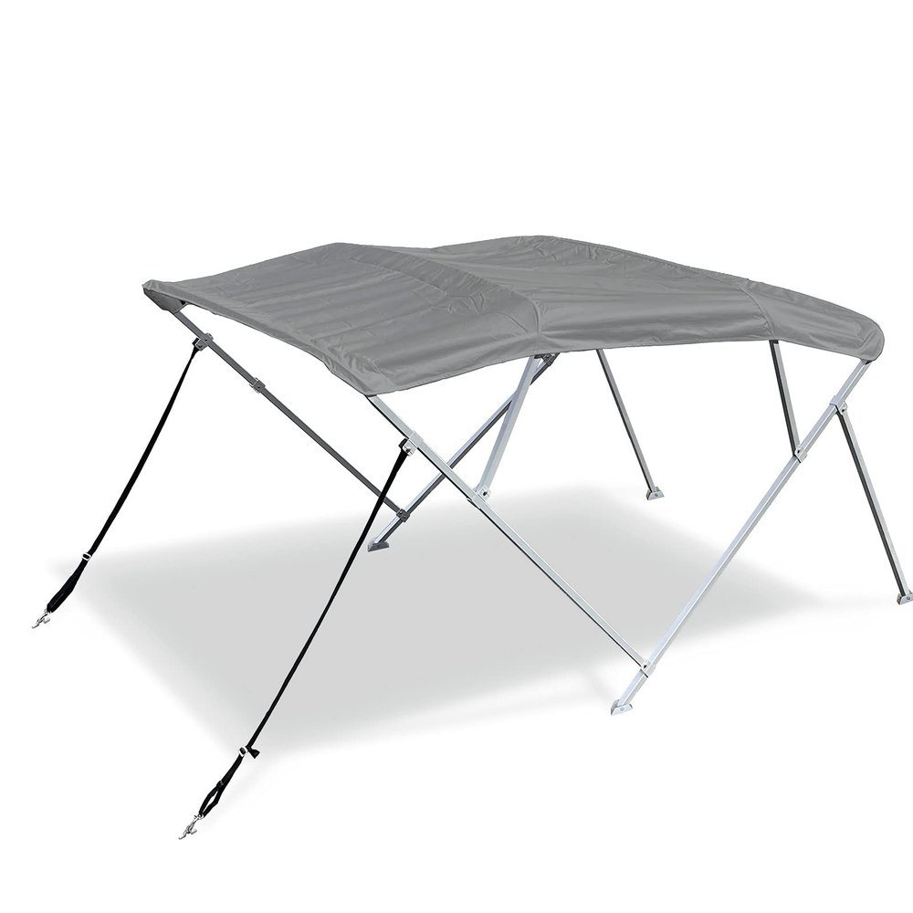 Savvycraft 4 Bow Bimini Top, 10 Feet Long Square Tube Bimini Top Set, Includes Marine Grade Canvas Cover, Storage Boot, Rear Poles with 1 Inch Aluminum Frame, Gray Color, 4 Bow 120"L 54"H 73"- 78"W
