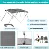 Savvycraft 4 Bow Bimini Top, 10 Feet Long Square Tube Bimini Top Set, Includes Marine Grade Canvas Cover, Storage Boot, Rear Poles with 1 Inch Aluminum Frame, Gray Color, 4 Bow 120"L 54"H 73"- 78"W view 3