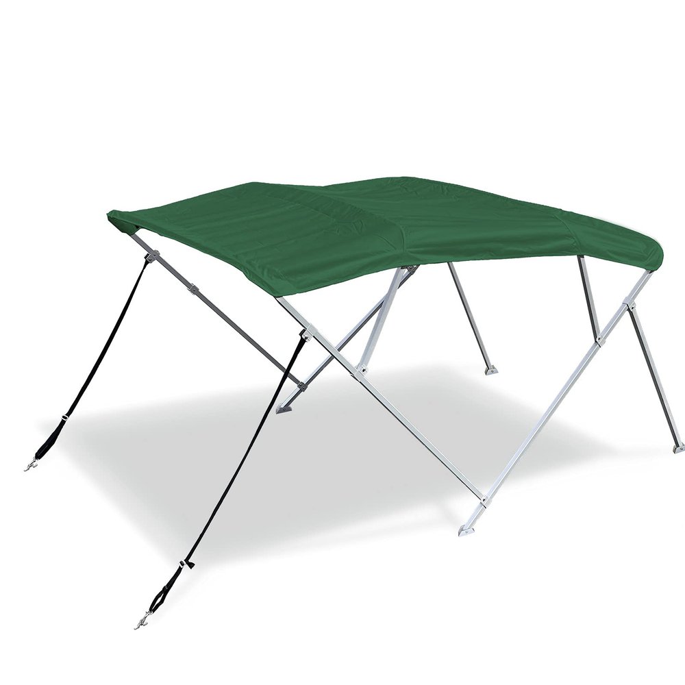 Savvycraft 4 Bow Bimini Top, 10 Feet Long Square Tube Bimini Top Set, Includes Marine Grade Canvas Cover, Storage Boot, Rear Poles with 1 Inch Aluminum Frame, Green Color, 4 Bow 120"L 54"H 73"- 78"W