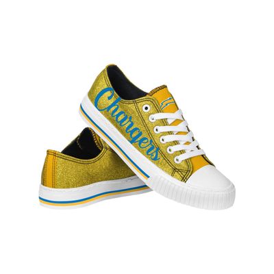 FOCO Los Angeles Chargers NFL Womens Color Glitter Low Top Canvas Shoes - 6