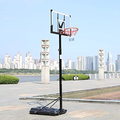 Portable Basketball Hoop Backboard Portable Basketball System/Hoop Adjustable-Height Backboard Basket Height Adjustment 2.45m-3.05m