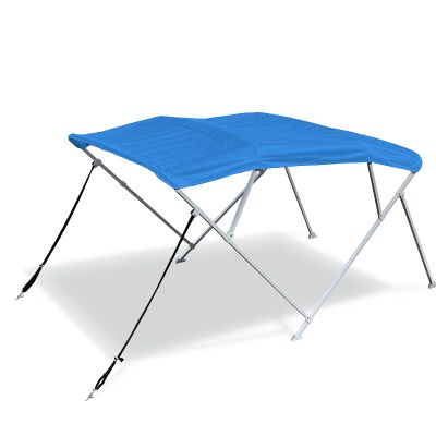 Savvycraft 4 Bow Bimini Top, 10 Feet Long Square Tube Bimini Top Set, Includes Marine Grade Canvas Cover, Storage Boot, Rear Poles with 1 Inch Aluminum Frame, Blue Color, 4 Bow 120"L 54"H 73"- 78"W