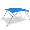 Savvycraft 4 Bow Bimini Top, 10 Feet Long Square Tube Bimini Top Set, Includes Marine Grade Canvas Cover, Storage Boot, Rear Poles with 1 Inch Aluminum Frame, Blue Color, 4 Bow 120"L 54"H 73"- 78"W view 1