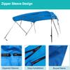 Savvycraft 4 Bow Bimini Top, 10 Feet Long Square Tube Bimini Top Set, Includes Marine Grade Canvas Cover, Storage Boot, Rear Poles with 1 Inch Aluminum Frame, Blue Color, 4 Bow 120"L 54"H 73"- 78"W view 4