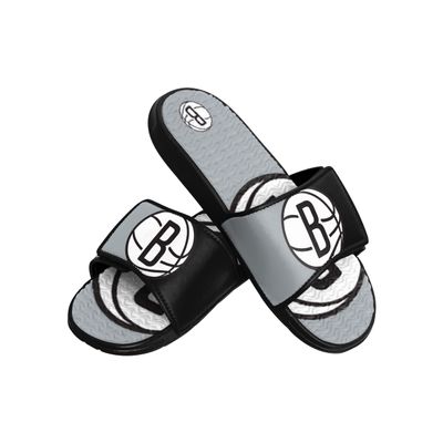 FOCO Brooklyn Nets NBA Mens Colorblock Big Logo Gel Slides - L