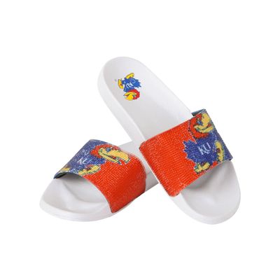 FOCO Women's NCAA College Big Logo Shimmer Slide Flip Flop Sandals, Team Color, 9-10