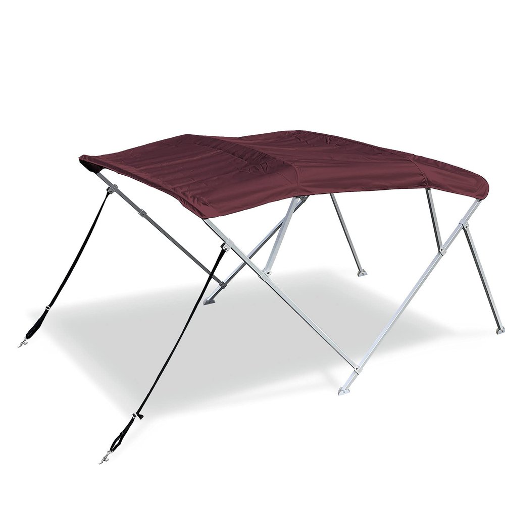 Savvycraft 4 Bow Bimini Top, 10 Feet Long Square Tube Bimini Top Set, Includes Marine Grade Canvas Cover, Storage Boot, Rear Poles with 1 Inch Aluminum Frame,Burgundy,4 Bow 120" L 54" H 79"- 84" W