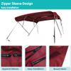 Savvycraft 4 Bow Bimini Top, 10 Feet Long Square Tube Bimini Top Set, Includes Marine Grade Canvas Cover, Storage Boot, Rear Poles with 1 Inch Aluminum Frame,Burgundy,4 Bow 120" L 54" H 79"- 84" W view 4