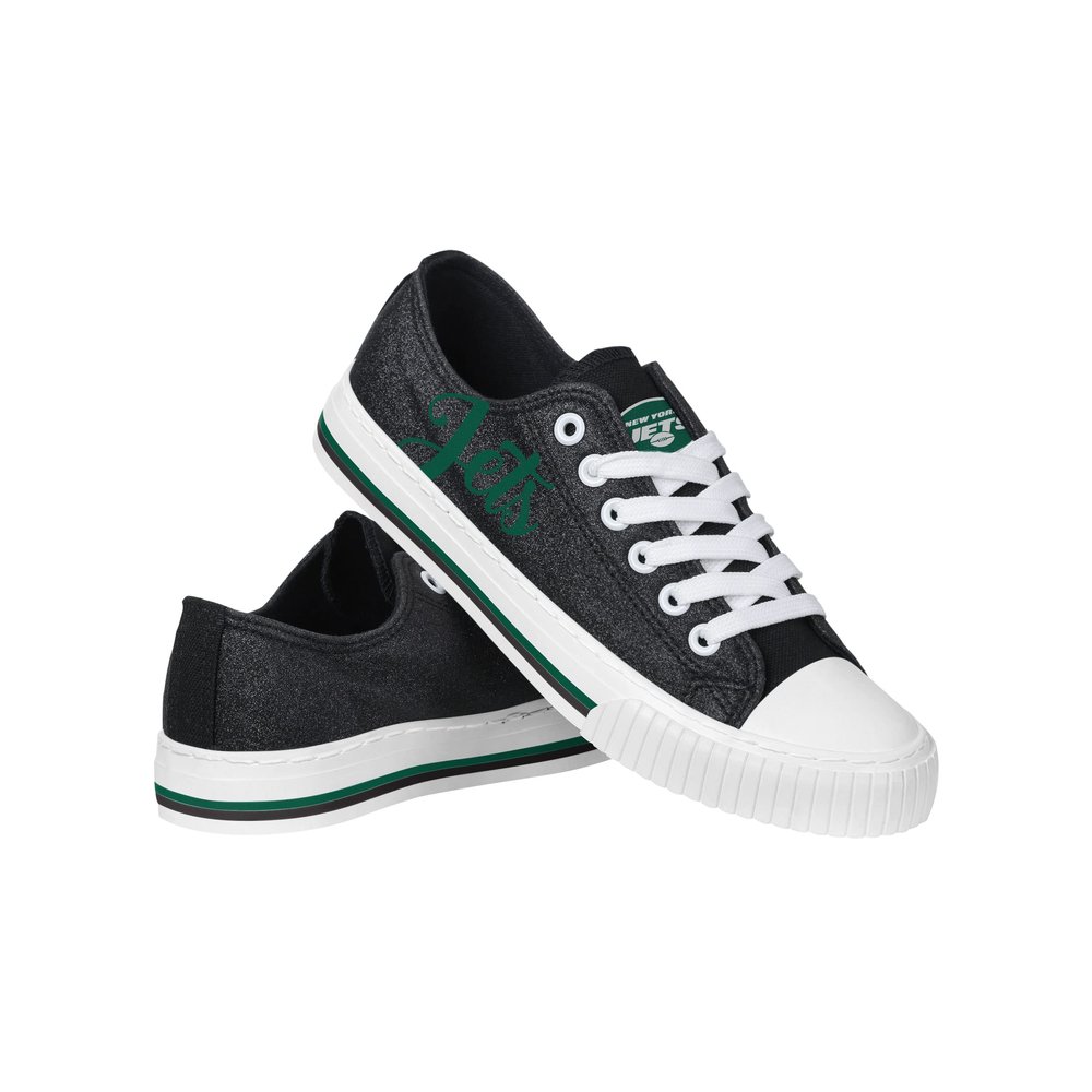 FOCO New York Jets NFL Womens Color Glitter Low Top Canvas Shoes - 7