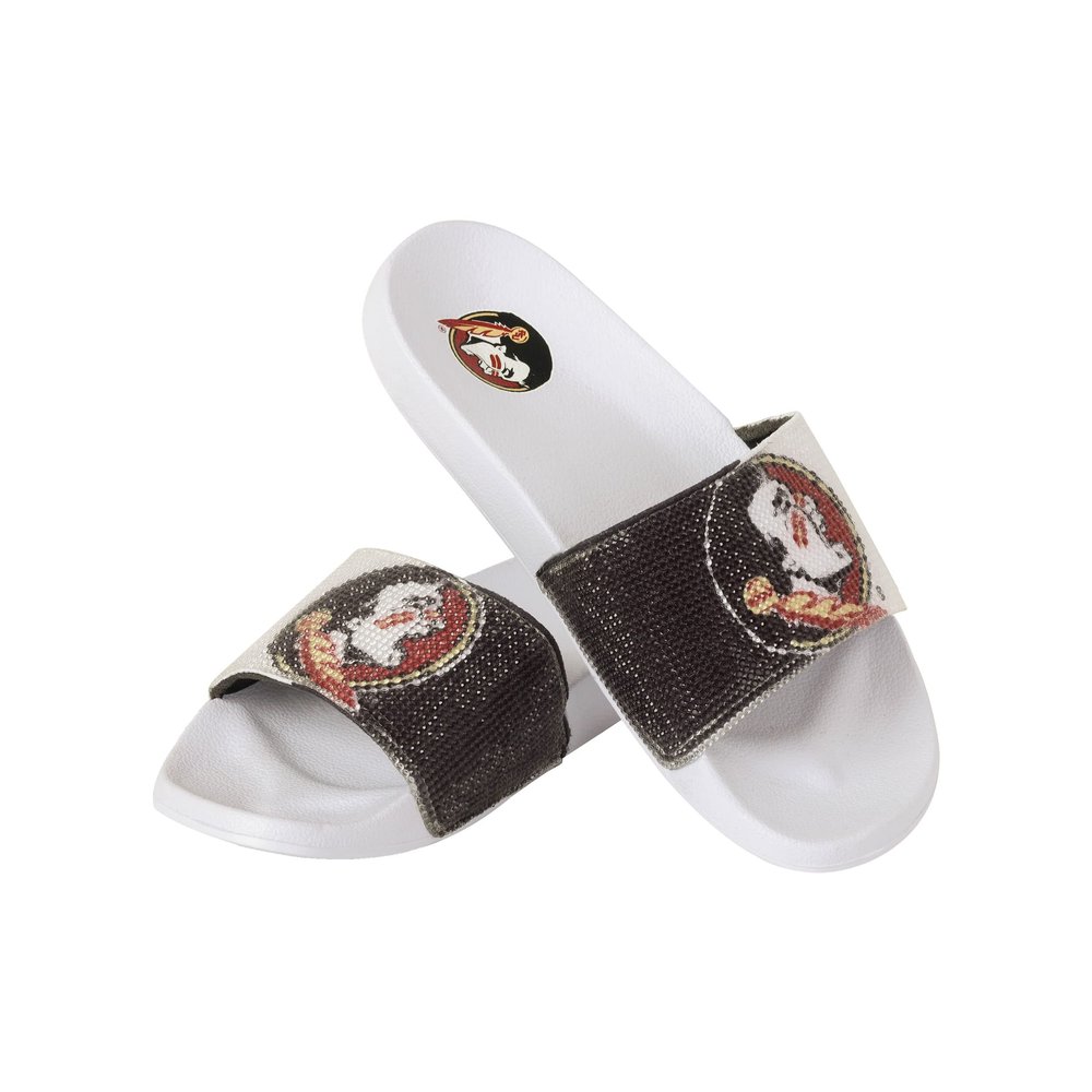 FOCO Women's NCAA College Big Logo Shimmer Slide Flip Flop Sandals, Team Color, 5-6
