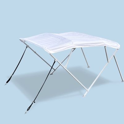 Savvycraft 4 Bow Bimini Top, 10 Feet Long Square Tube Bimini Top Set, Includes Marine Grade Canvas Cover, Storage Boot, Rear Poles with 1 Inch Aluminum Frame, White Color, 4 Bow 120"L 54"H 85"- 90"W