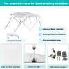 Savvycraft 4 Bow Bimini Top, 10 Feet Long Square Tube Bimini Top Set, Includes Marine Grade Canvas Cover, Storage Boot, Rear Poles with 1 Inch Aluminum Frame, White Color, 4 Bow 120"L 54"H 85"- 90"W view 3