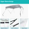 Savvycraft 4 Bow Bimini Top, 10 Feet Long Square Tube Bimini Top Set, Includes Marine Grade Canvas Cover, Storage Boot, Rear Poles with 1 Inch Aluminum Frame, White Color, 4 Bow 120"L 54"H 85"- 90"W view 4