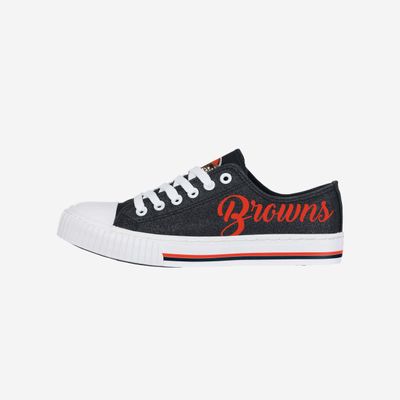 FOCO Cleveland Browns NFL Womens Color Glitter Low Top Canvas Shoes - 8